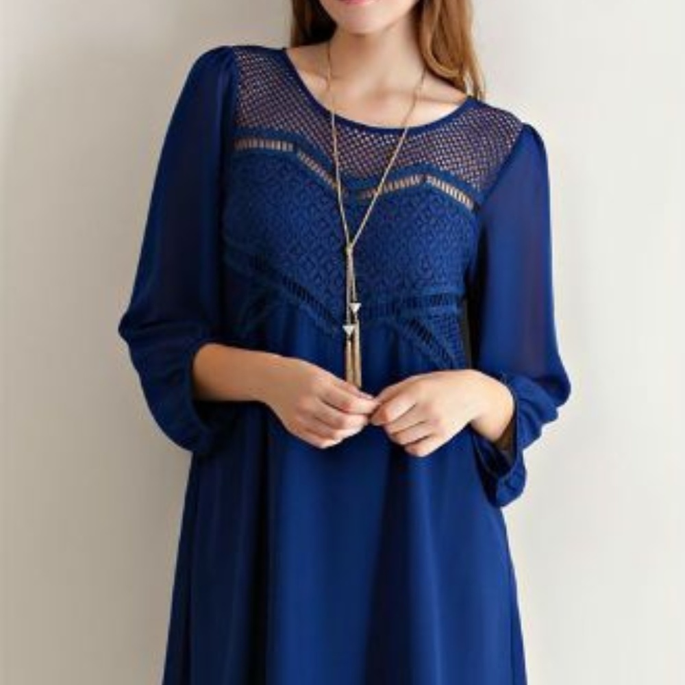 Navy Crochet Dress